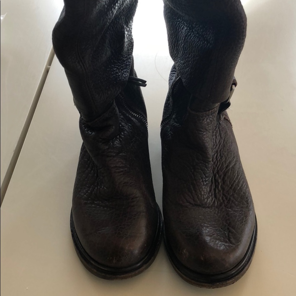 Miu Miu Brown leather tall boots.